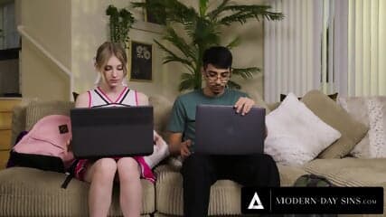 MODERN DAY SINS   Popular Petite Virgin Cheerleader Melody Marks Loses  Nerd For A Bet